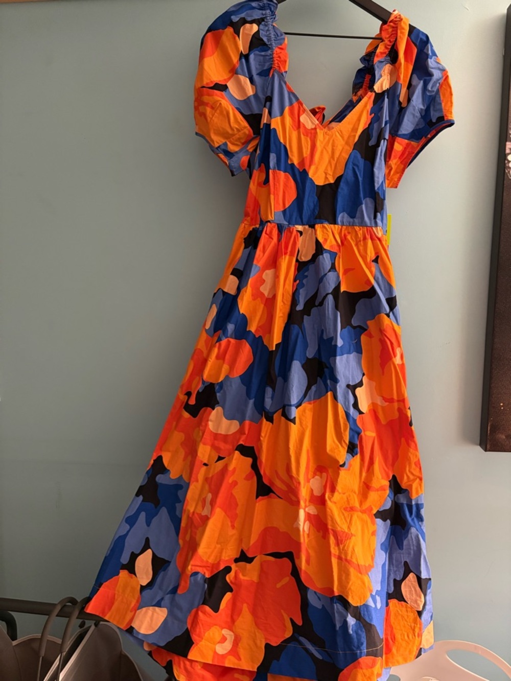 Tabitha Orange & Blue Abstract Floral Midi Dress